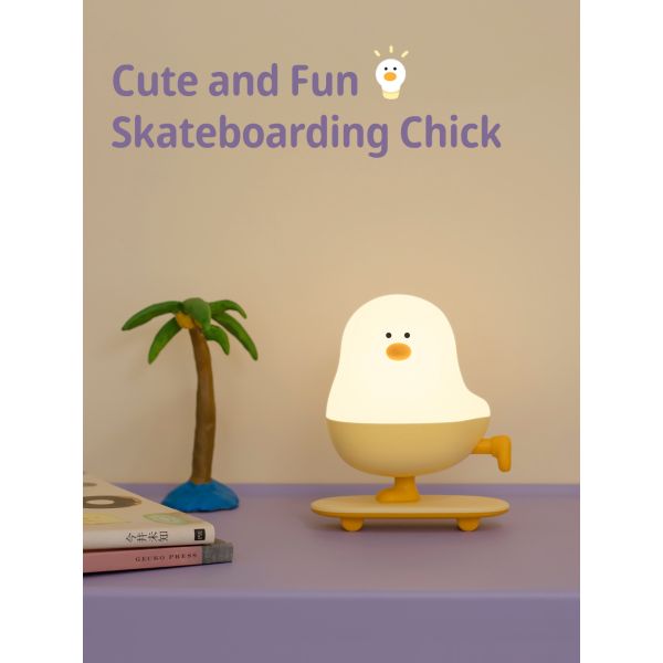 Modern Rechargeable LED Skateboard Chicken Night Lamp ABS Bedroom Desktop Decor With Touch Power Holiday Gift For Sleepers