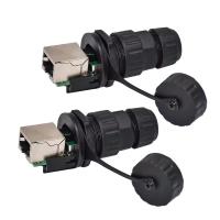 Cat6a RJ45 Conectores de painel fechado de plástico para equipamentos Cat6a Impermeável através de cabo LAN Ethernet Impermeável