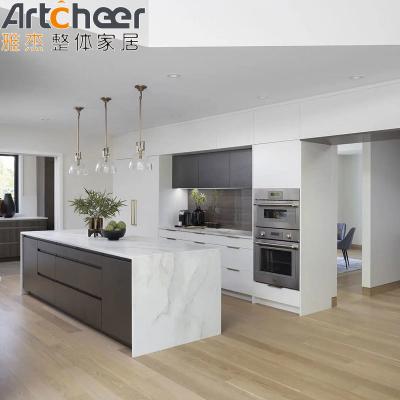 Armários de cozinha modulares contraplacado ecológico para armazém de cozinha de villa moderna