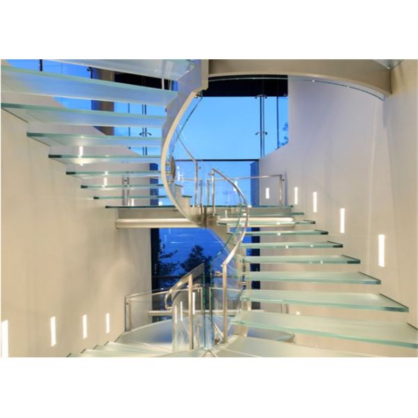 Prima Building Floating Steps Staircase Laminated Glass Steps Floating Straight Stair