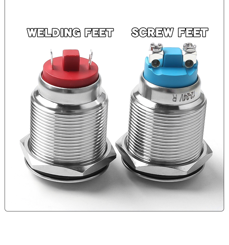 16/19/22mm Metal Buzzer Sound Flash Alarm Stainless Steel 12v-24v High Decibel Interrupt