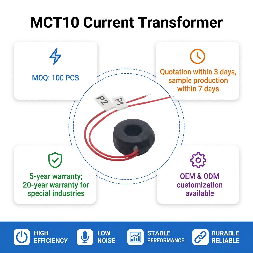 Compact MCT10 Mini Current Transformer High Accuracy Wire Lead Sensor For Power Meter