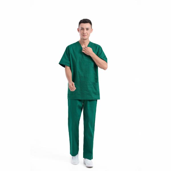 Os homens verdes esfregam a luva curto M L XL XXL 3XL 4XL dos uniformes do terno