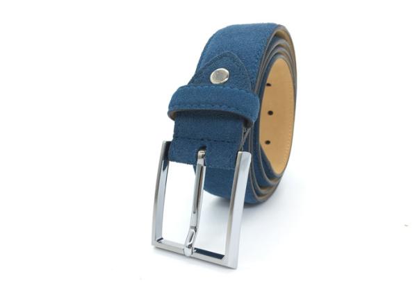 Customized Blue Men'S  1-3/8 100% Suede Leather Dress Belt
