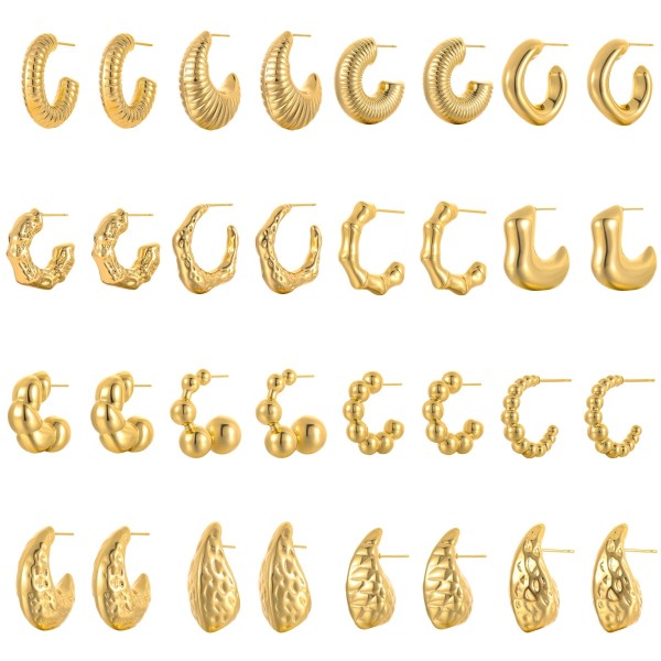 Popular Geometry U-shaped 18K Gold Earrings Water Drop Studs Irregular Hollow Women Earring Wholesale