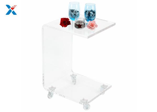 Fashion Acrylic Modern Furniture , Acrylic C End Table With Casters / Wheels