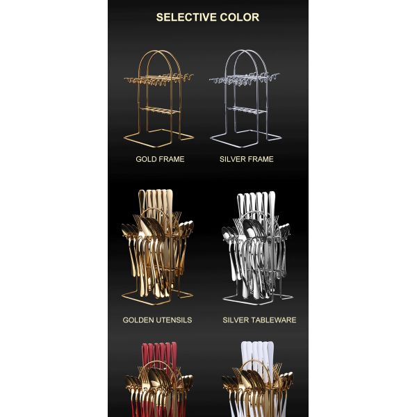 24 Pieces Stainless Steel Cutlery Knife Fork Spoon Flatware Cubiertos with Gift Box