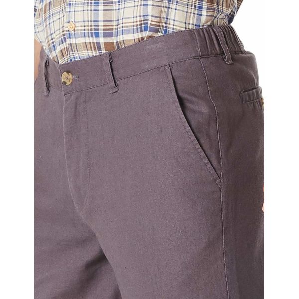 Size 40 42 44 Men'S Summer Plain Casual Cotton And Linen Cropped Trousers Mid Rise