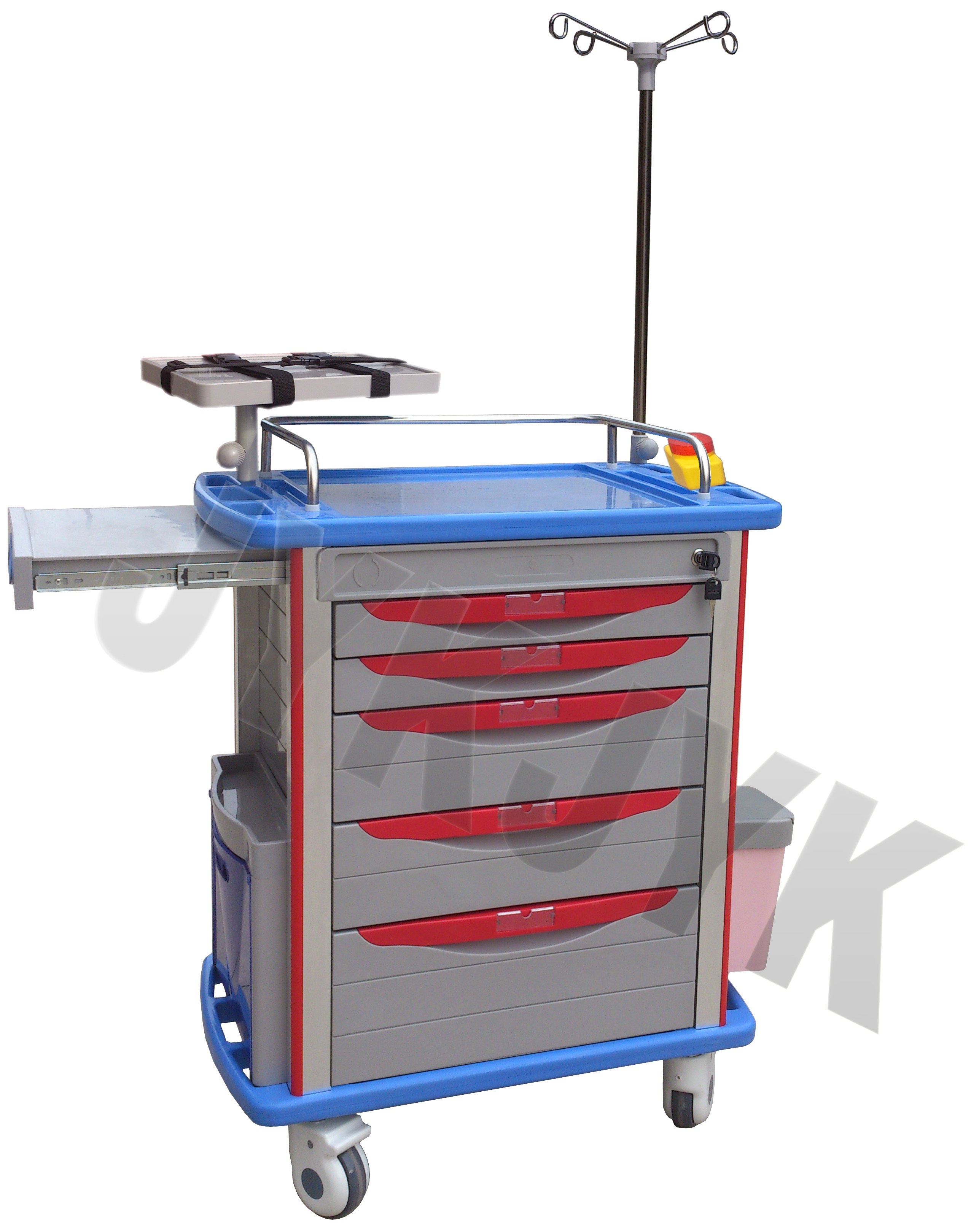 4pcs Drawer Emergency Trolley 5 Inches Caster Diameter Mobile Medical Cart Designed for Emergency Medical Supply Storage