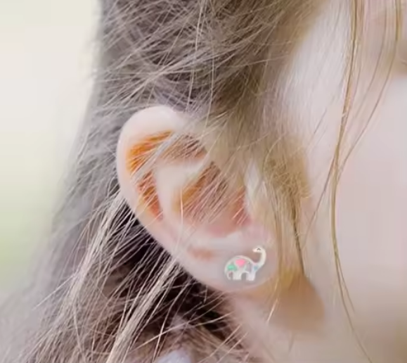 Многоцветные эмалированные серьги для динозавров из серебра 925 для девочек