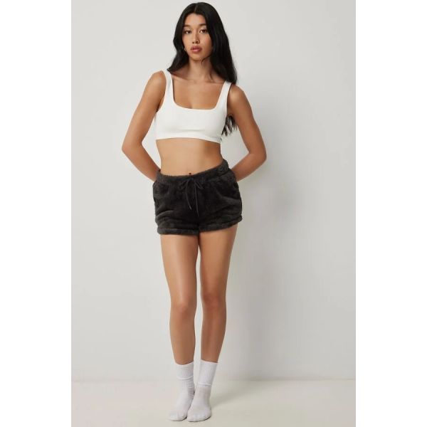 Cozy Home Vibes: Elastic Waist Flannel Pajama Shorts