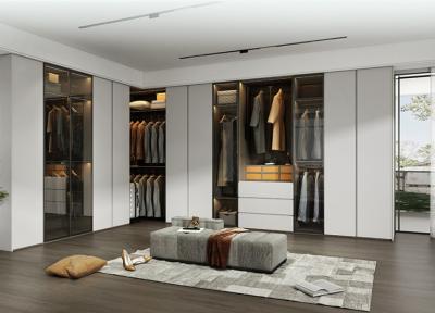 Lacquer MDF Walk In Closet Wardrobe 2400mm Height White Door Black Cabinet