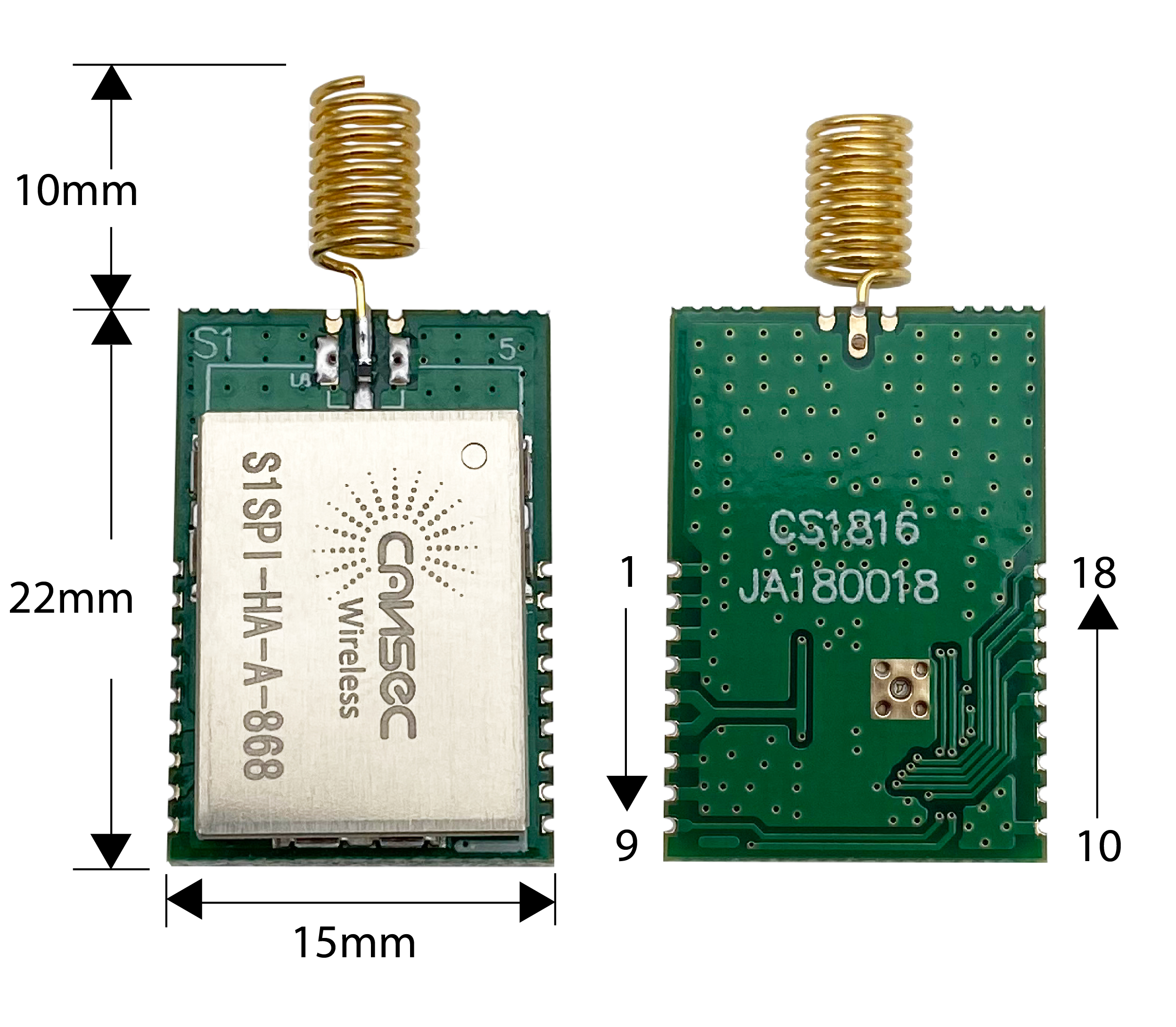 Модуль 434M/470M/868M/915M GHz ST SPIRIT1QTR SPI SOC под