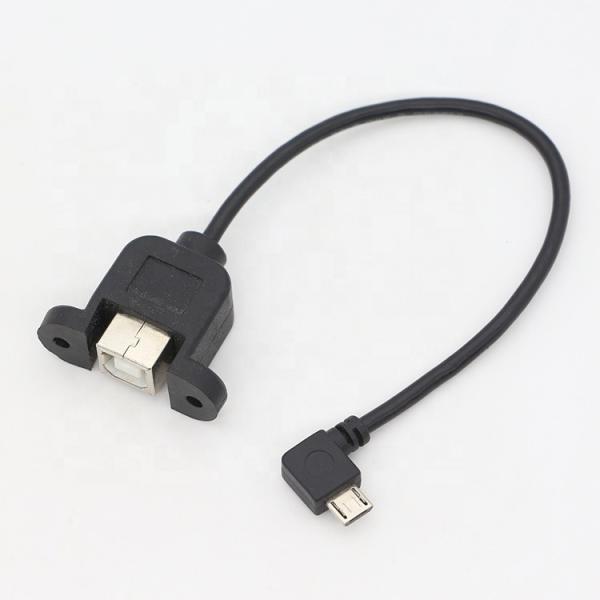 Custom Screw Locking 90 Degree Angle Micro B Male USB 2.0 Type B Female Panel Mount Extension Cable