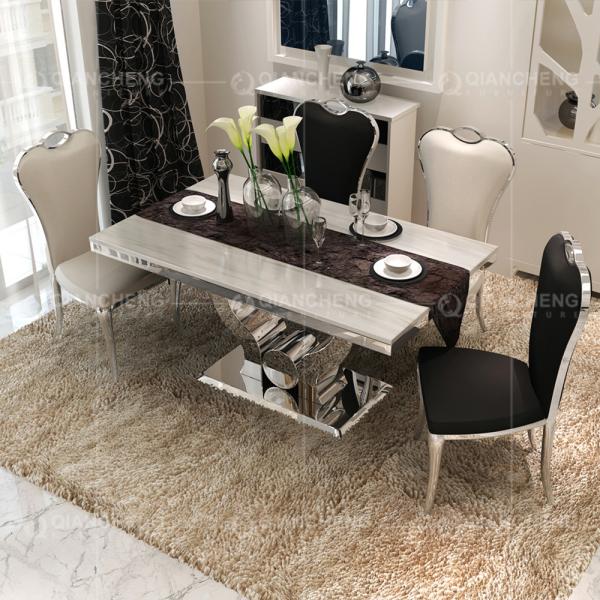 Mobília moderna de Qiancheng da mesa de jantar da parte superior do mármore de 150x90x75cm 6 Seater