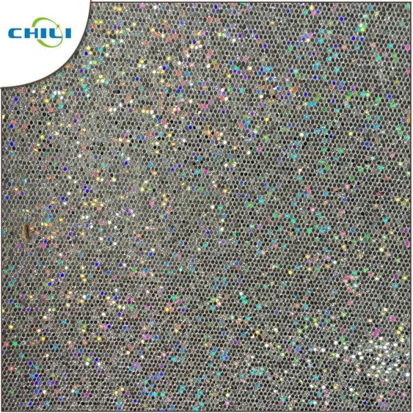 New Design Shining Pu Leather Material Mesh Glitter Fabric For Shoes