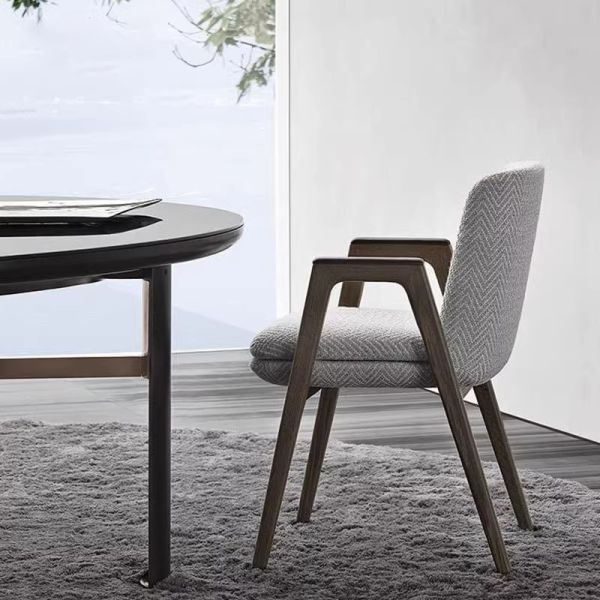 New Arrival Commercial Restaurant Seating Upholstered Dining Chair with Armrest Solid Wood Frame for Cafe Hotel Dining Room