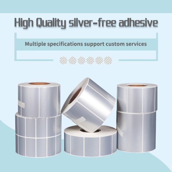 Blank Adhesive Matt Silver Polyester Label Roll For Thermal Transfer