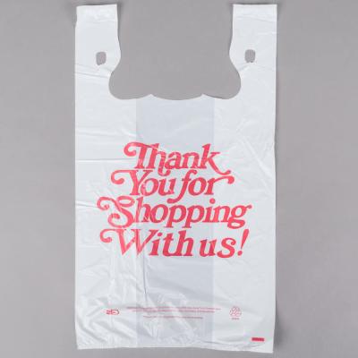 White Colour Thank You T Shirt Shopping Bags Plastic Customized Printing