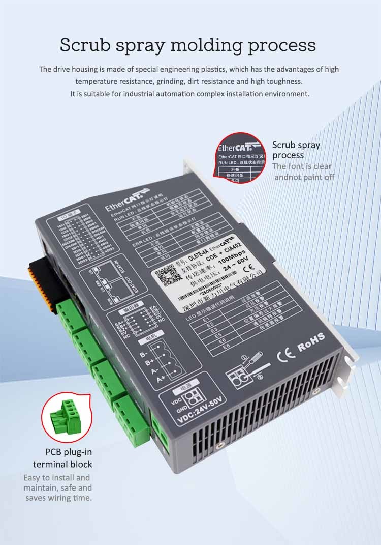 Lichuan 4A DC Open Loop Stepper Motor Drivers Kit EtherCAT 2.5N.m 2 Phase Nema24 DC24V~50V 4.0A