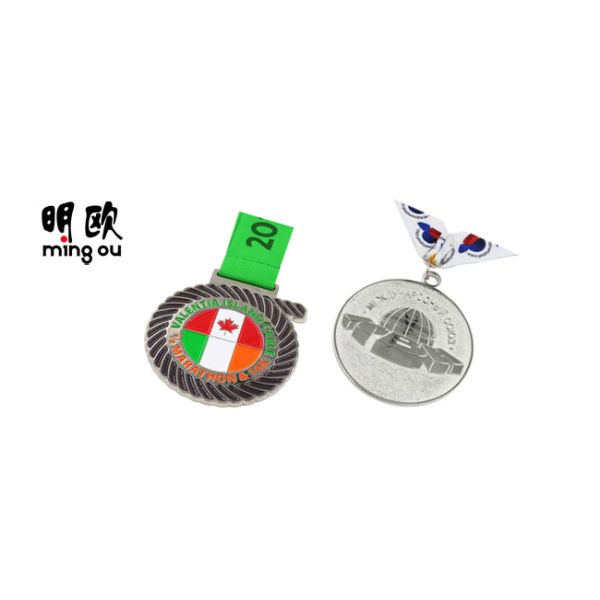 Canada Design Custom Award Medals Advertising Use With Blue Printed Ribbon