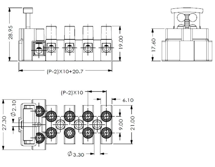 Блок взрывателя поляка 250V 6.3A 5x20 стержня 3 соединения провода FT06 540-3P 450V 15A терминальный