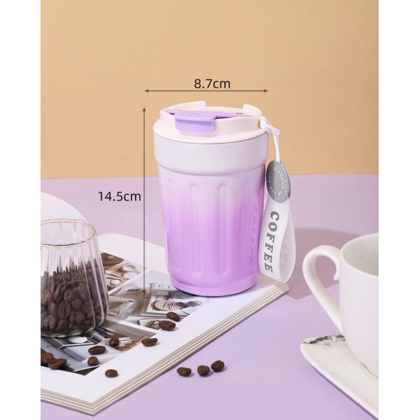 16 Oz Travel Coffee Mug Spill-Proof Insulated Stainless Steel Coffee Mug With Lid & Silicone Sea, Double Wall Vacuum Travel Coffee Tumblers, Cup Holder Friendly Reusable Thermos-Lilac