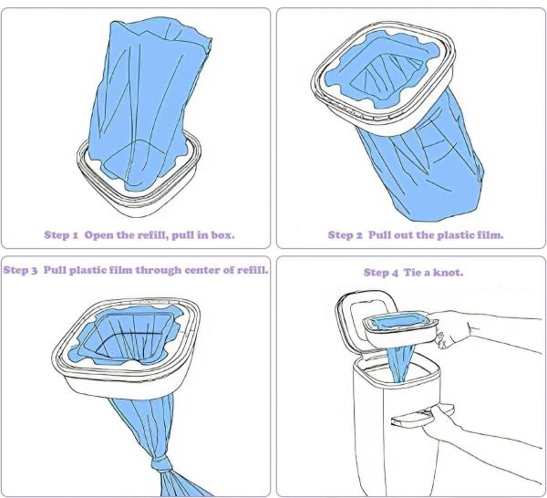 Eco-limpio olor a medida de la fragancia lejos bolsas de repuestos Nappy degradable bolsas de repuestos de cubos Nappy Bin Pack Cat Litter Liner Liner bolsas de repuestos