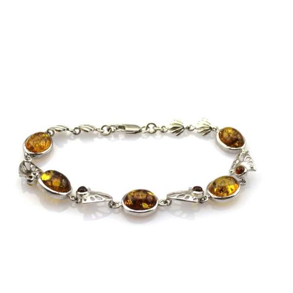 Gemstone Jewelry 925 Silver 8x10mm Oval Citrine Link Tennis  Bracelet (SB7001)
