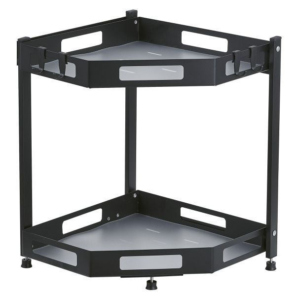 Черное хранение кухни включает организатор в набор отложенных изменений Countertop Bathroom угла 2 ярусов