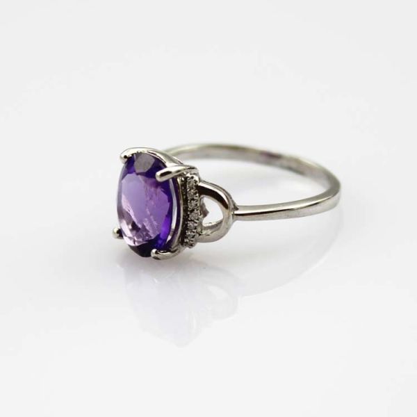 White Gold Plated Jewelry 925 Silver with Tanzanite Cubic Zircon Ring (R250)