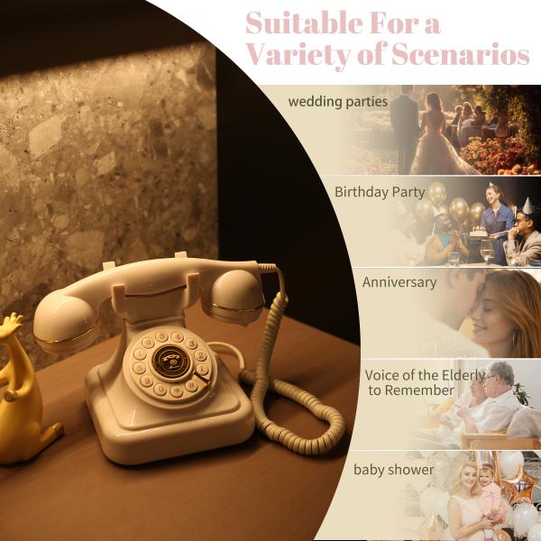 FiayaCom Powerful Audio Guest Book Wedding Phone with Unlimited Storage Capacity and Rechargeable Battery