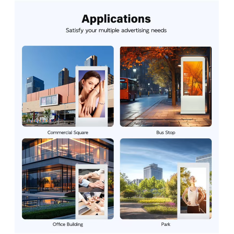 43 49 55 65 75 Inch 3500 Nits 2k IP65 Outdoor Advertising Display Floor Standing Totem Digital Signage Outdoor Kiosk Touchscreen