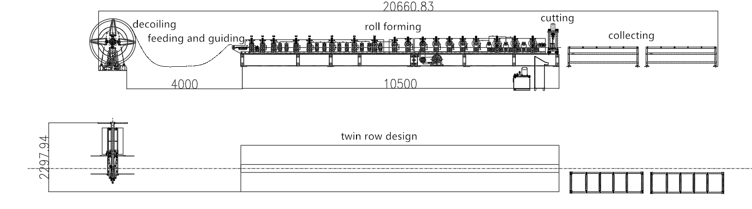 2 in 1 Twin Row Design Roll Forming Machine For Rain Gutter and Fascia Board