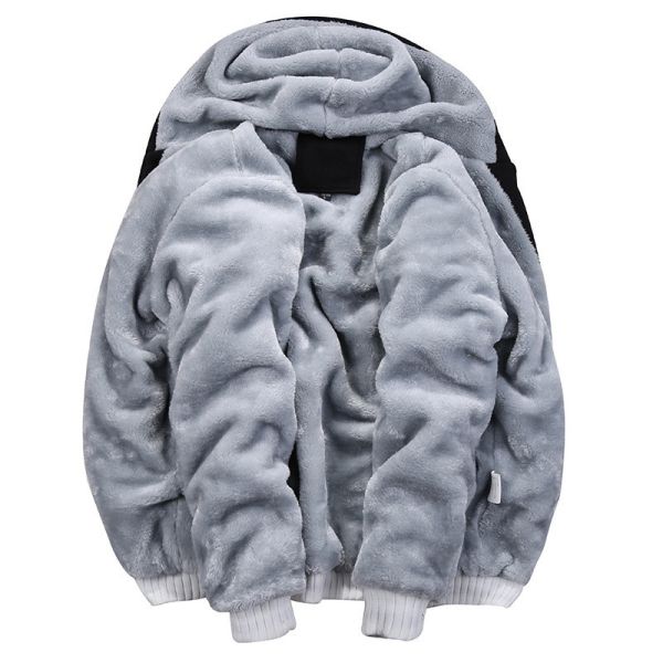 Knitted Fabric M-6XL Plush Sweatshirt Set Large Size Hooded Coat Cardigan for Men