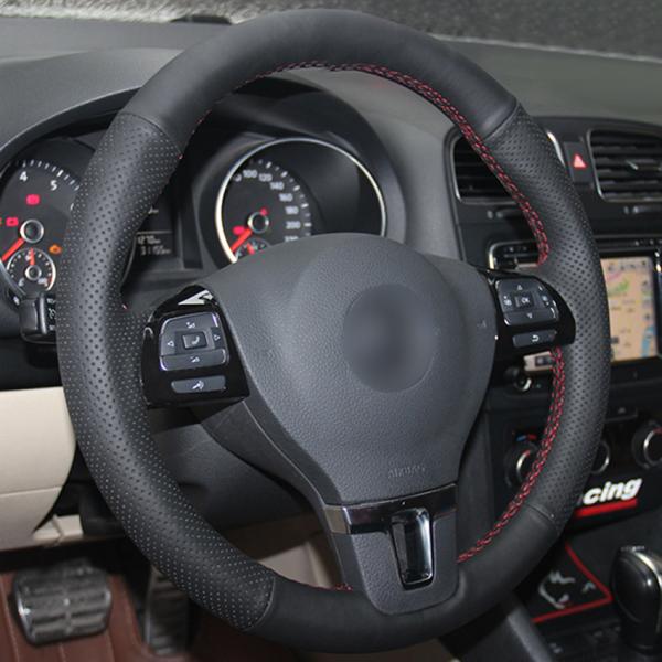 Handmade Leather Steering Wheel Cover for Volkswagen VW Amarok Tiguan Passat B7 CC Touran Jetta Mk6 Caddy EOS
