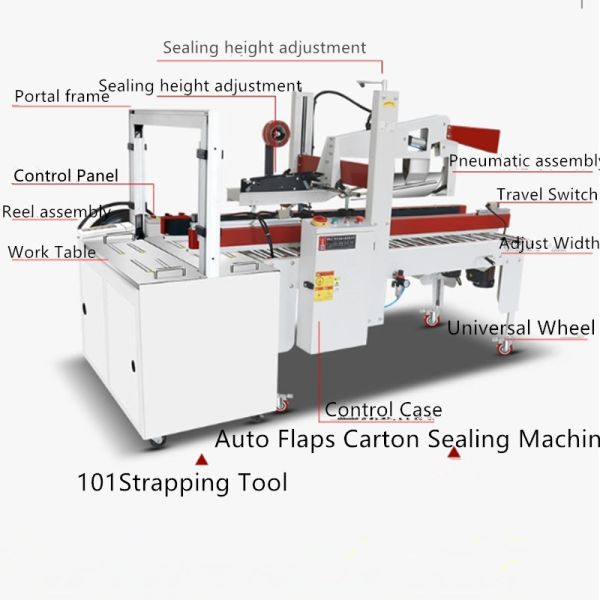 Semi Automatic Tape Sealing Cardboard Carton Closing Machine for 150-500mm Boxes
