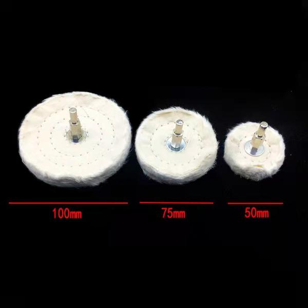 100mm Polishing Buffing Cloth Wheel White Flannelette 6mm Shank
