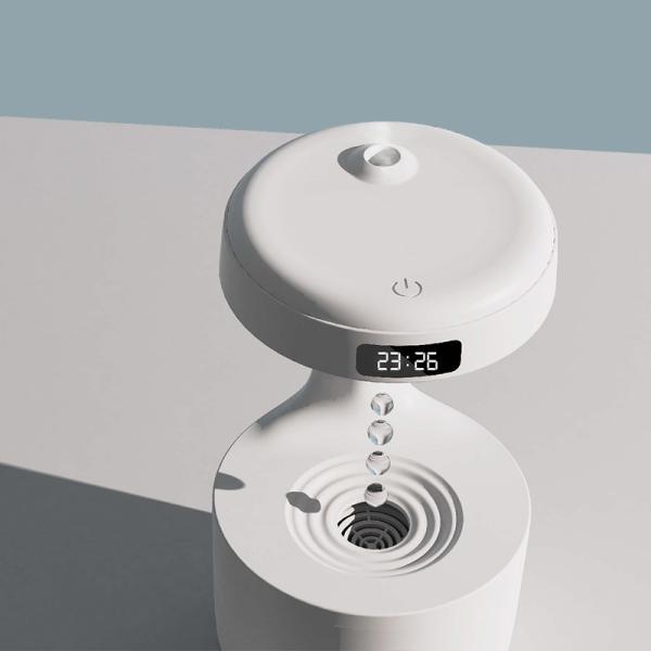 Homefish OEM Gotas de água portátil 800ml Umidificador Anti-Gravidade Relógio Digital Umidificador Anti-Gravidade Ultrassônico