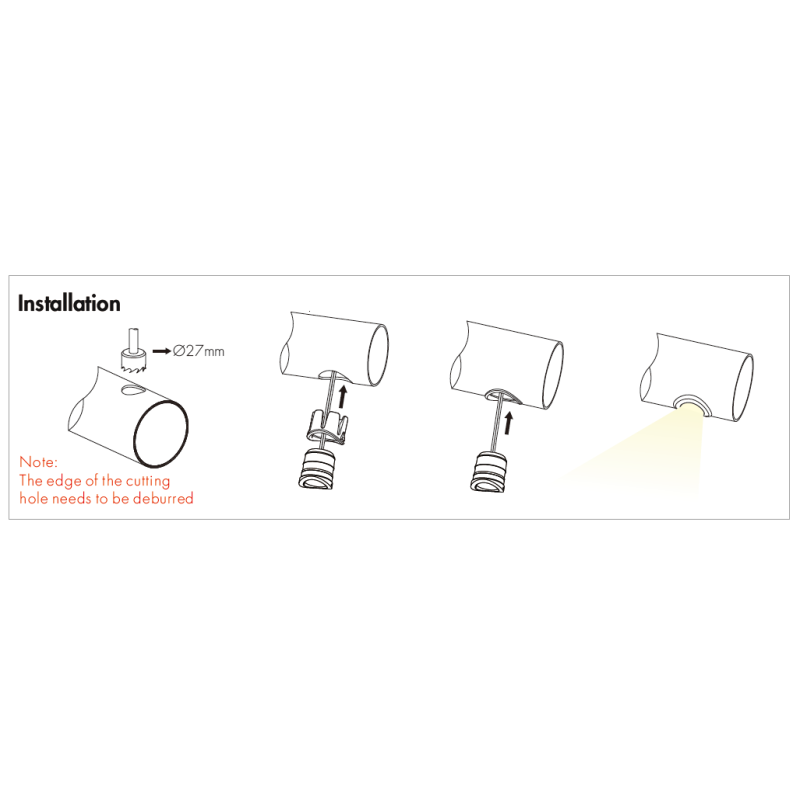 M25 Black Stainless Steel LED Hanrail light 1.5W 24VDC or 3VDC 500mA IP67 Wapterproof