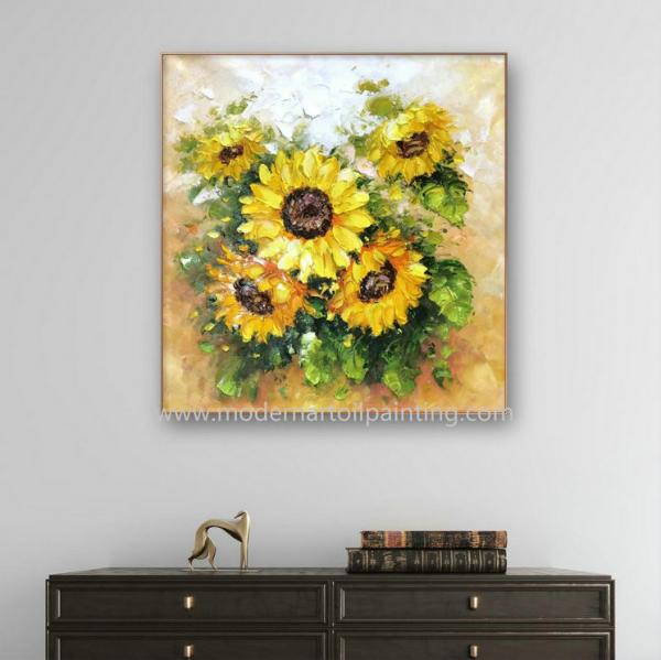 Floral Sunflower Palette Knife Painting For Living Room Interior Decoration