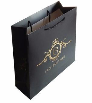 Black Paper Gift Bags With Handles , Custom Shopping Bags With Logo