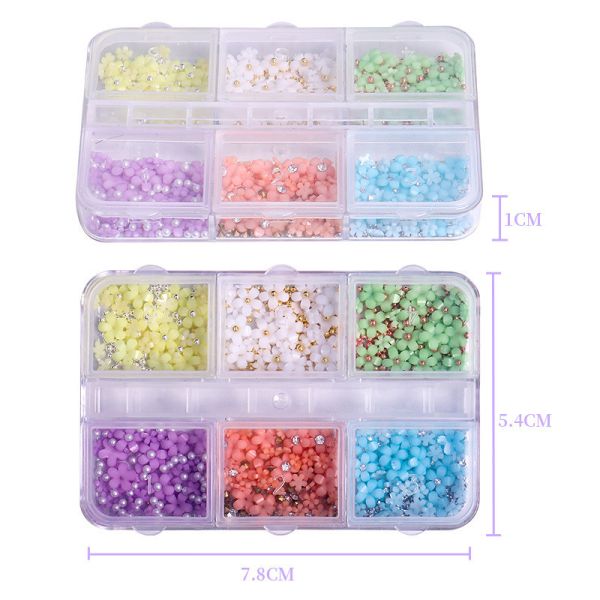 3D Resin Candy Color Nail Decoration Flower With Rhinestone for Nail Salon and Plastic