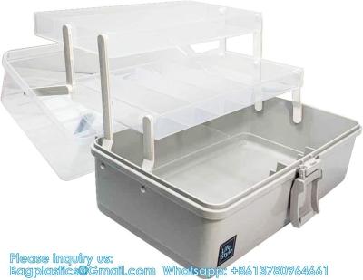 3-Layers Plastic Portable Storage Box,Household Plastic Craft Supply Box With Handle,Multifunctional Storage Boxes