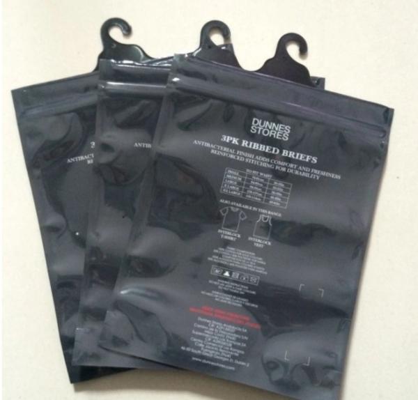 Plastic PET/CPP bag with hanger packing for underwear with hook