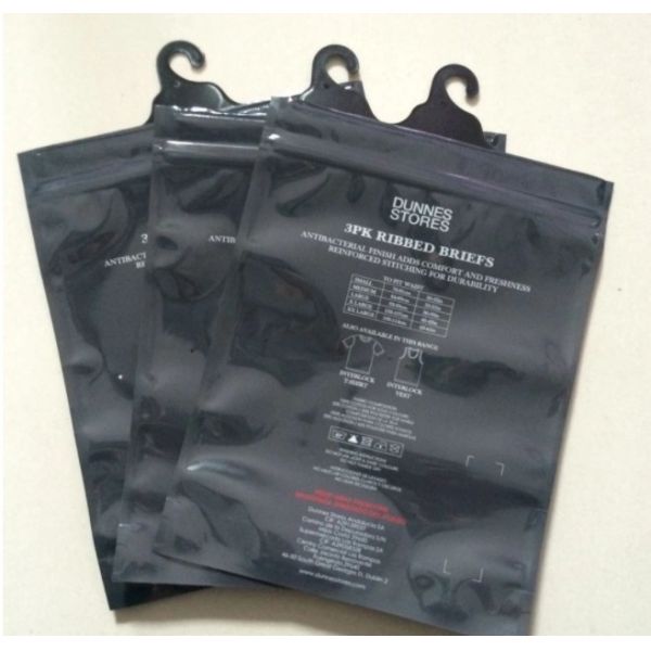 Plastic PET/CPP bag with hanger packing for underwear with hook