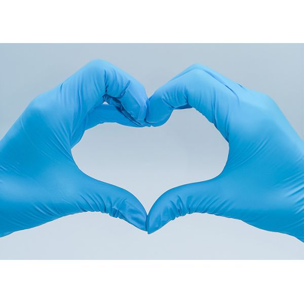 Customize Blue Disposable Nitrile Gloves For Good / Powder Free Nitrile Gloves