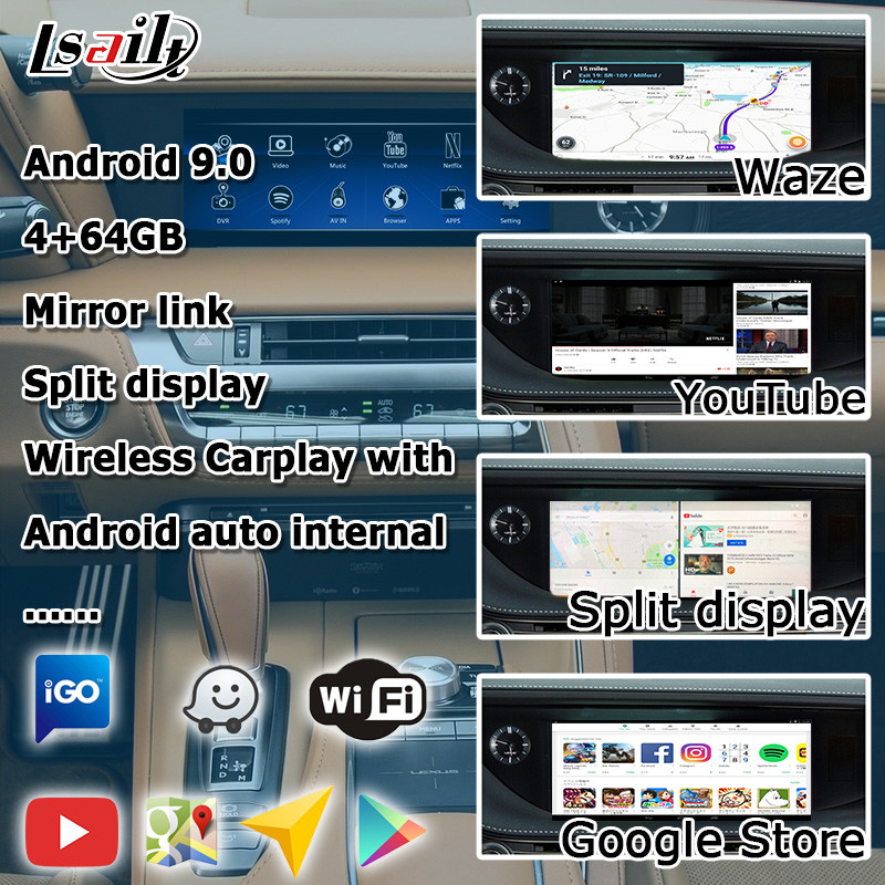 Игра carplay видео- интерфейса коробки навигации Lexus LC500 LC500h GPS беспроводная и андроида автоматическая youtube Google
