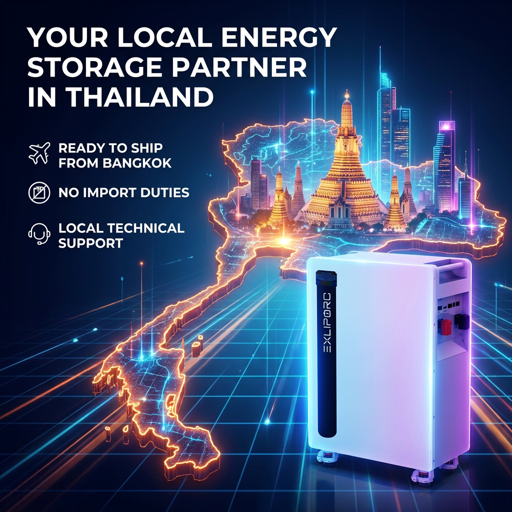 EXLIPORC 16kWh 51.2V IP65 Battery - [Thailand Stock] PEA MEA Grid-Compliant Storage for Solar Installers