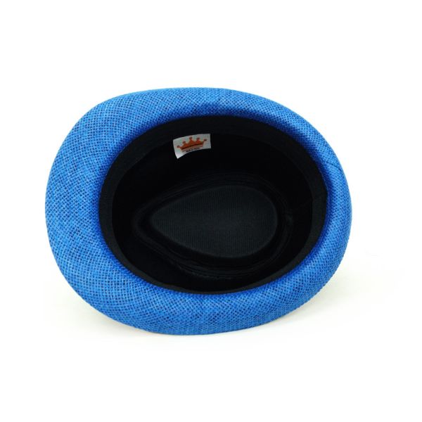 Unisex Fedora Panama Trilby Hat Adjustable Blue Color Custom Logo 56cm